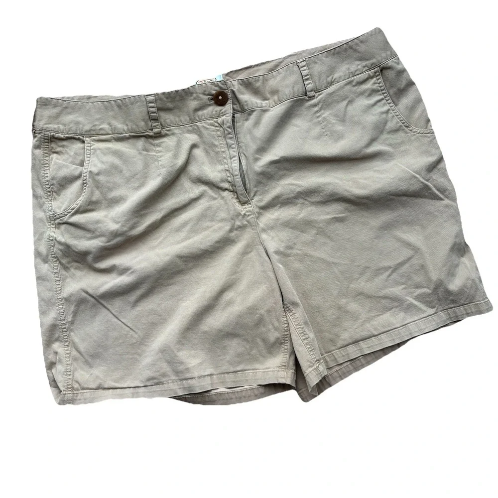 Talbots Women's Khaki Beige Tan Relaxed Chino Bermuda‎ Shorts Stretch Size 22W
